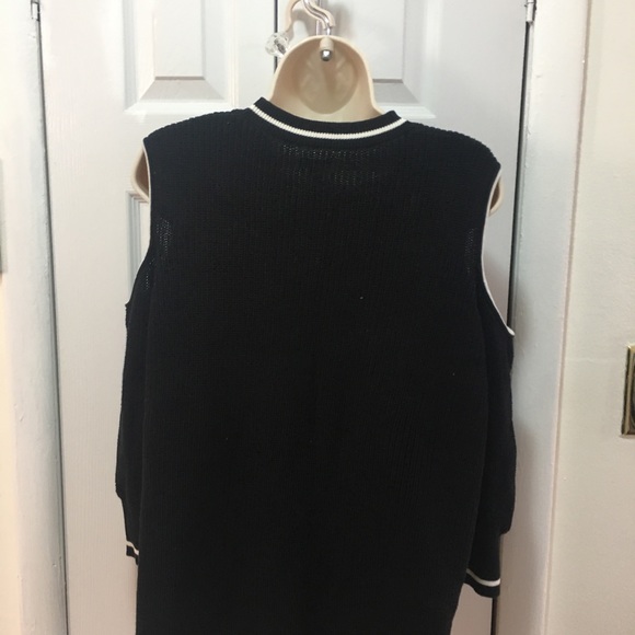 Who what wear Black Ribbed Cold Shoulder Sweater - Picture 3 of 6
